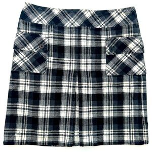 LOFT womens Petite pockets black white plaid mini skirt size 8P‎